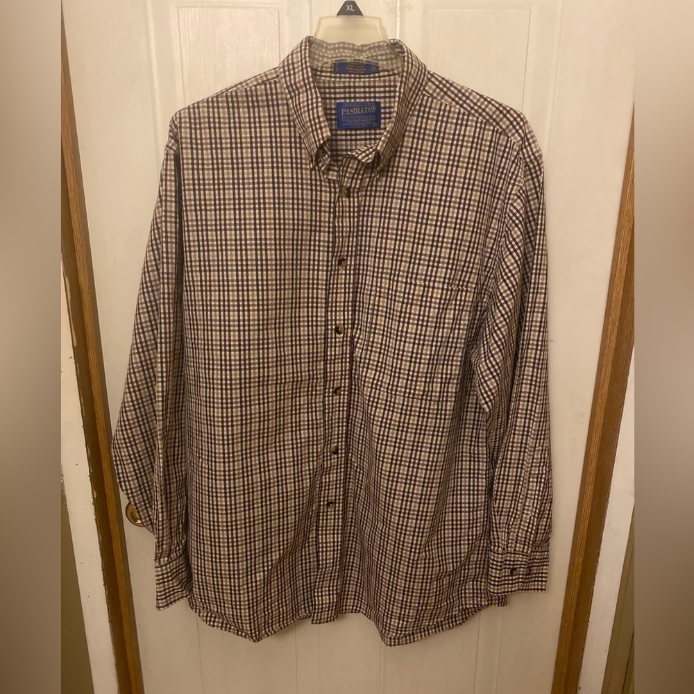 Pendleton Men's Checkered Shirt - Brown/Wine Size L